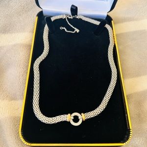 Sterling Silver Yellow Gold and Diamond Accent Necklace